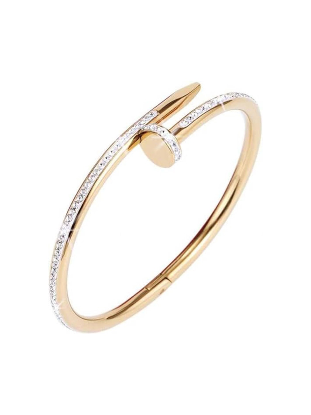 

KARISHMA KREATIONS Unisex Cubic Zirconia Gold-Plated Kada Bracelet