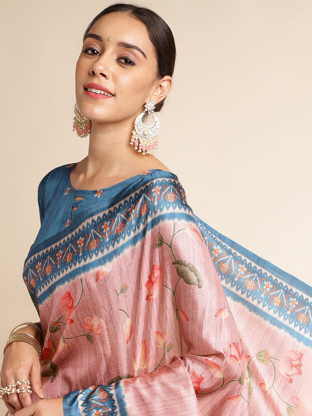 

DOI MOI Ethnic Motifs Sambalpuri Saree, Pink