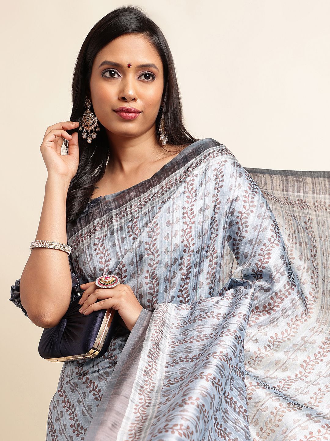 

DOI MOI Ethnic Motifs Tussar Saree, Blue