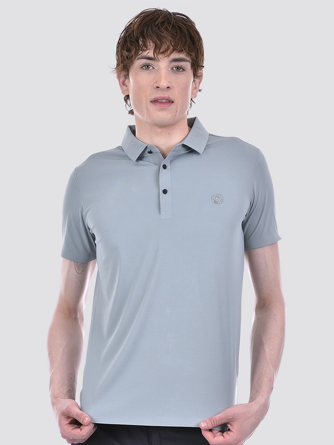 

EXCEED Men Polo Collar Solid T-shirt, Grey