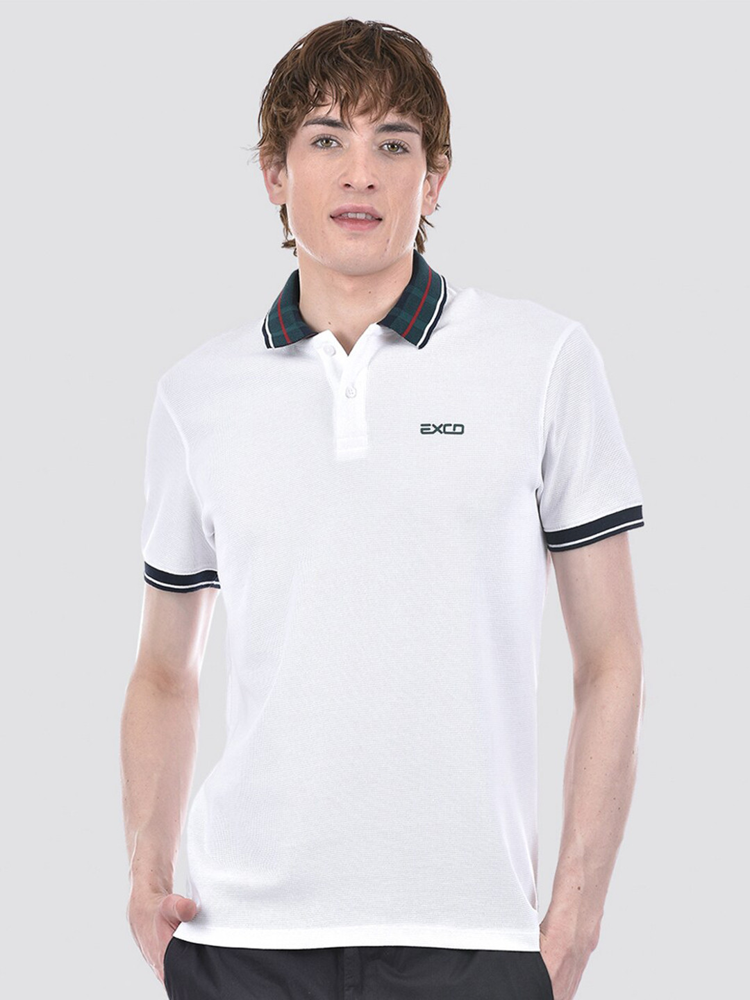 

EXCEED Men Polo Collar Solid T-shirt, White