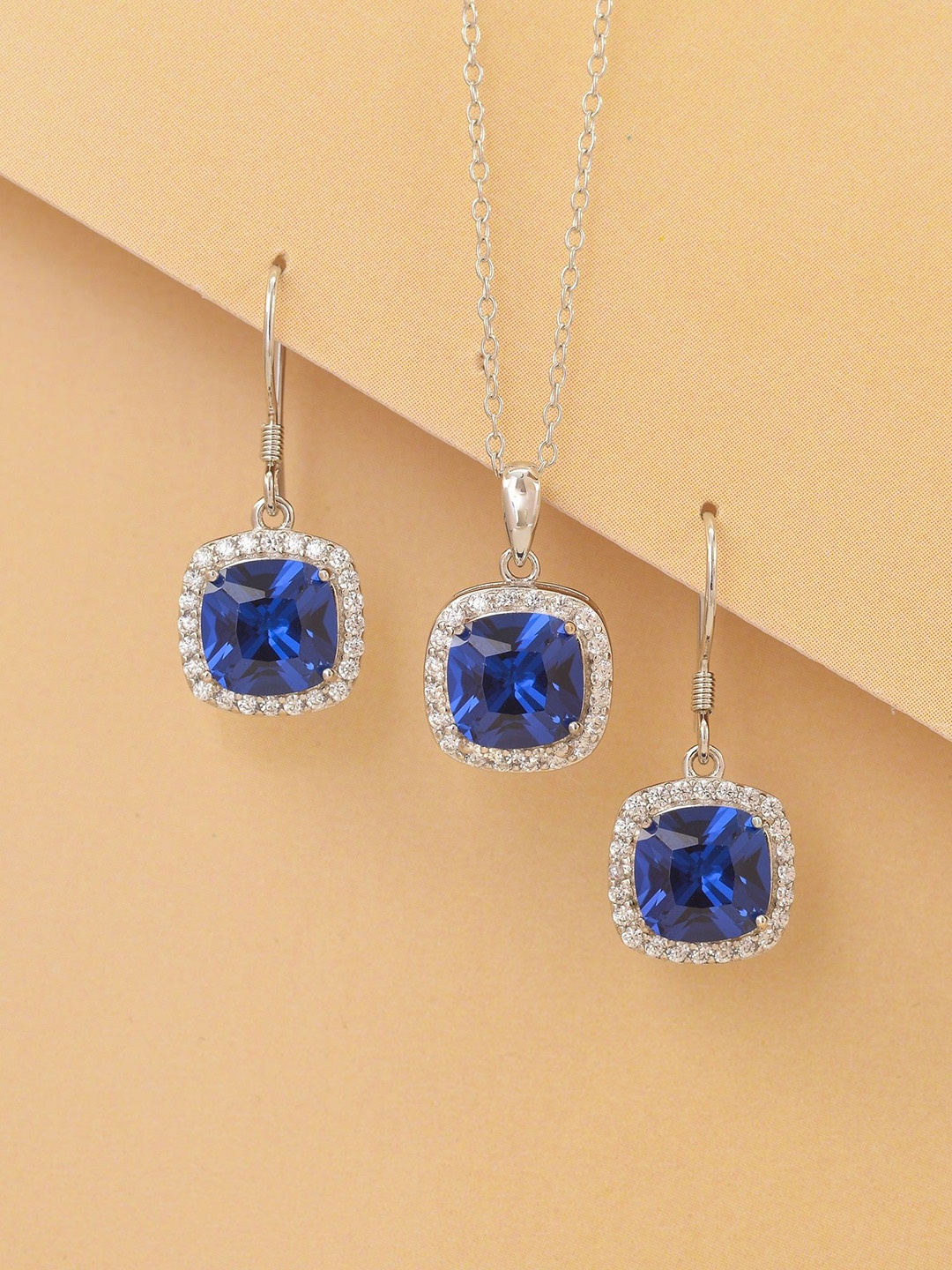 

Ornate Jewels 925 Sterling Silver Rhodium-Plated CZ -Studded Jewellery Set