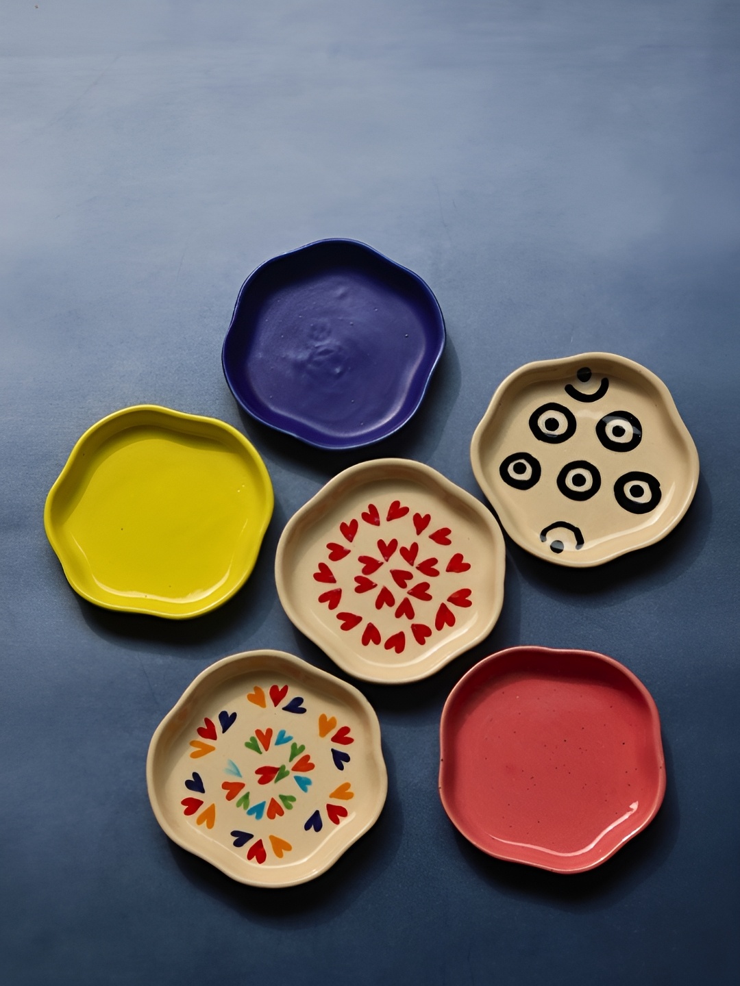 

WEAVING HOMES Yellow & Blue 6 Pieces Printed Ceramic Plates