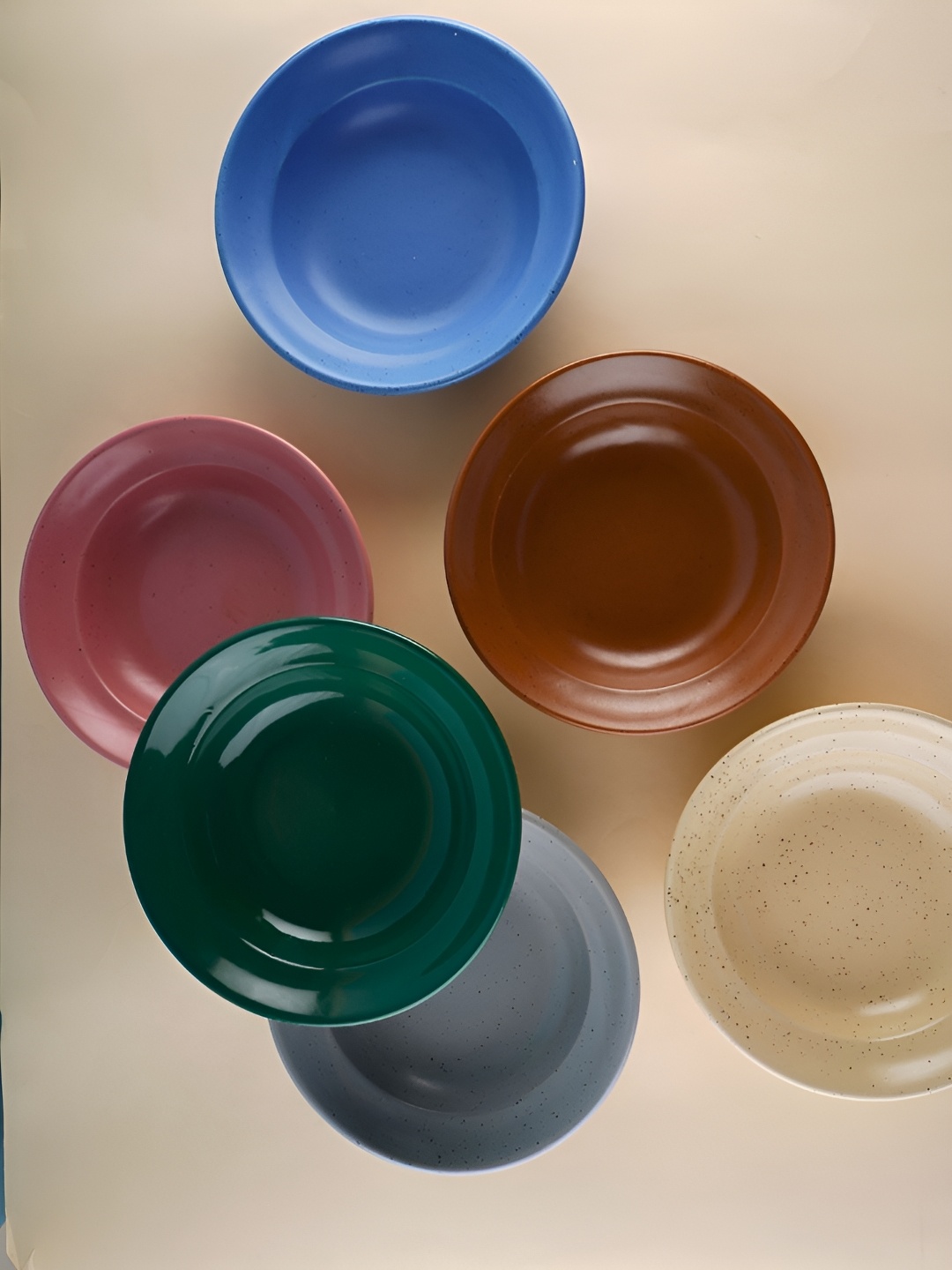 

WEAVING HOMES Brown & Blue 6 Pieces Ceramic Plates
