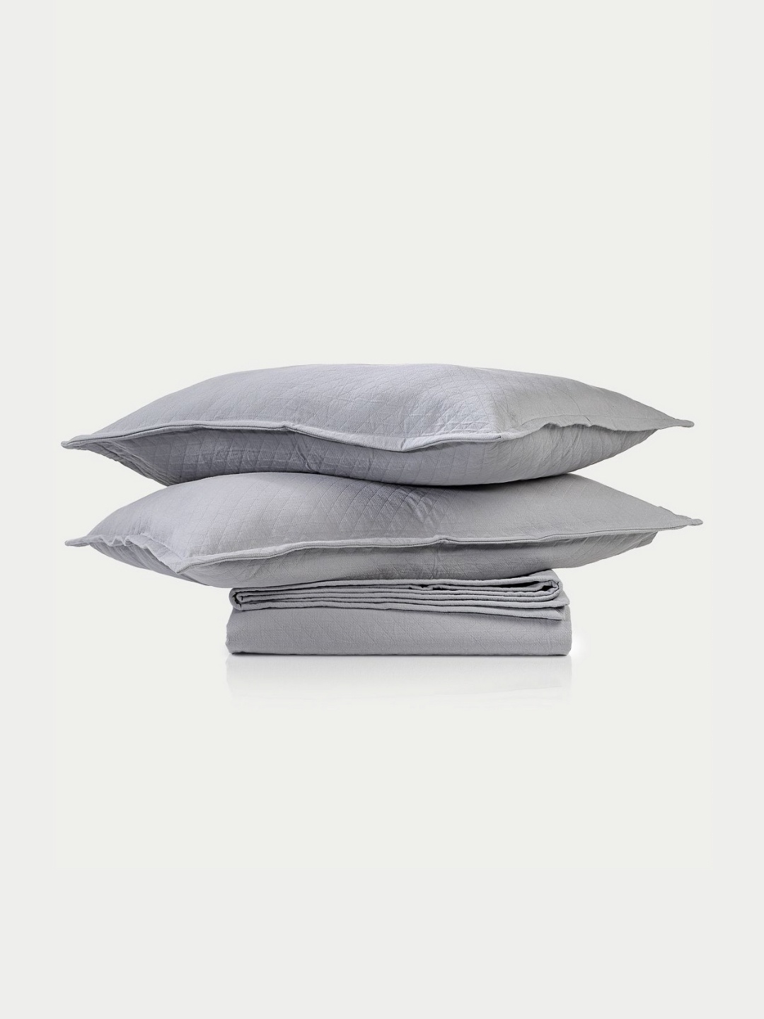 

DESIGN GAATHA Grey Cotton Double King Bed Cover With 2 Pillow Covers