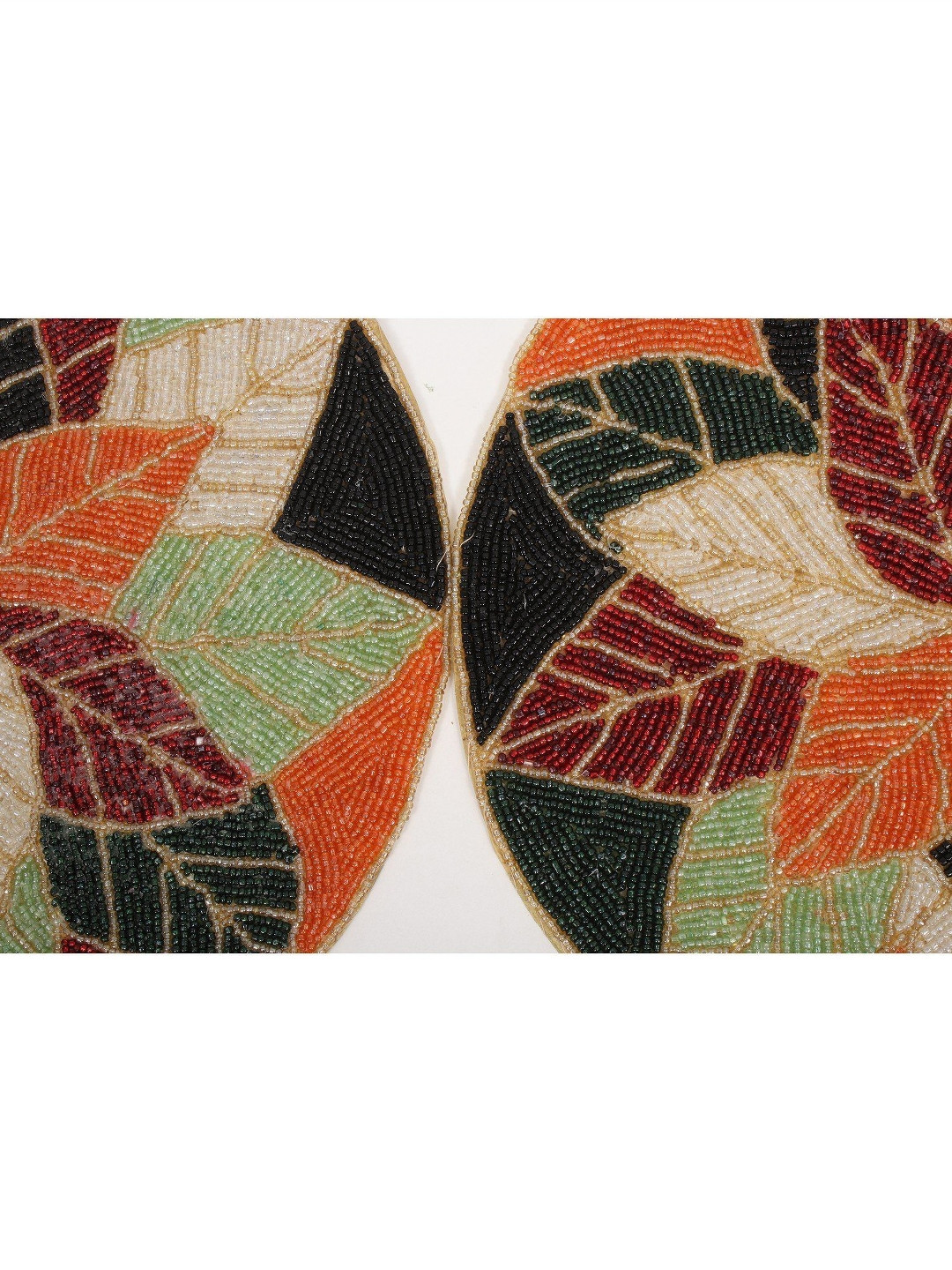 

Exotic India Brown & Orange 2 Pieces Leaf Shaped Beaded Table Placemats
