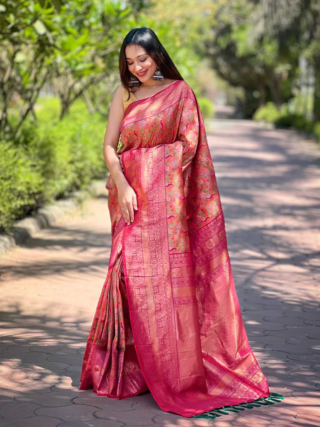 

Panzora Woven Design Banarasi Saree, Orange