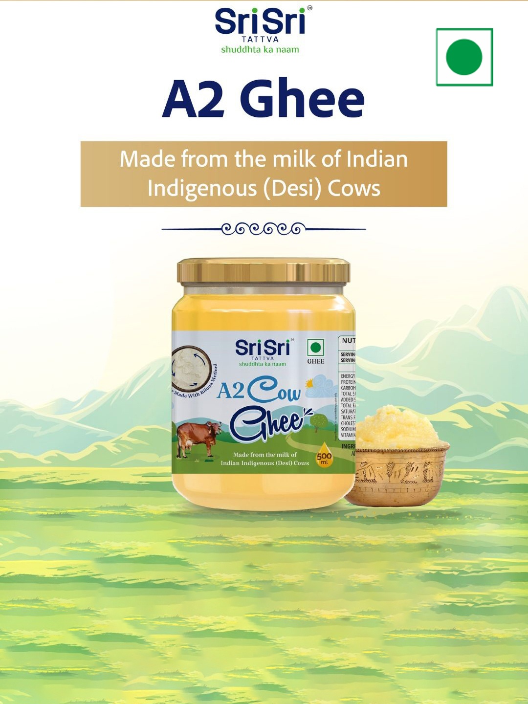 

Sri Sri Tattva A2 Cow Ghee- 500 Ml, Yellow