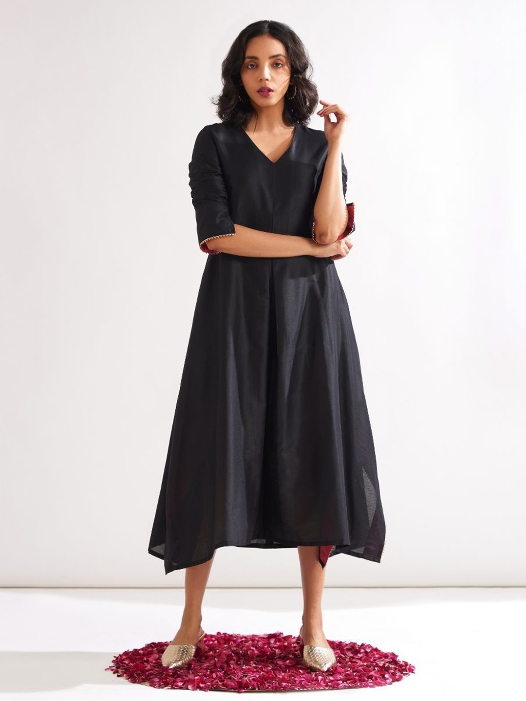 

Abhishti A-Line Midi Dress, Black