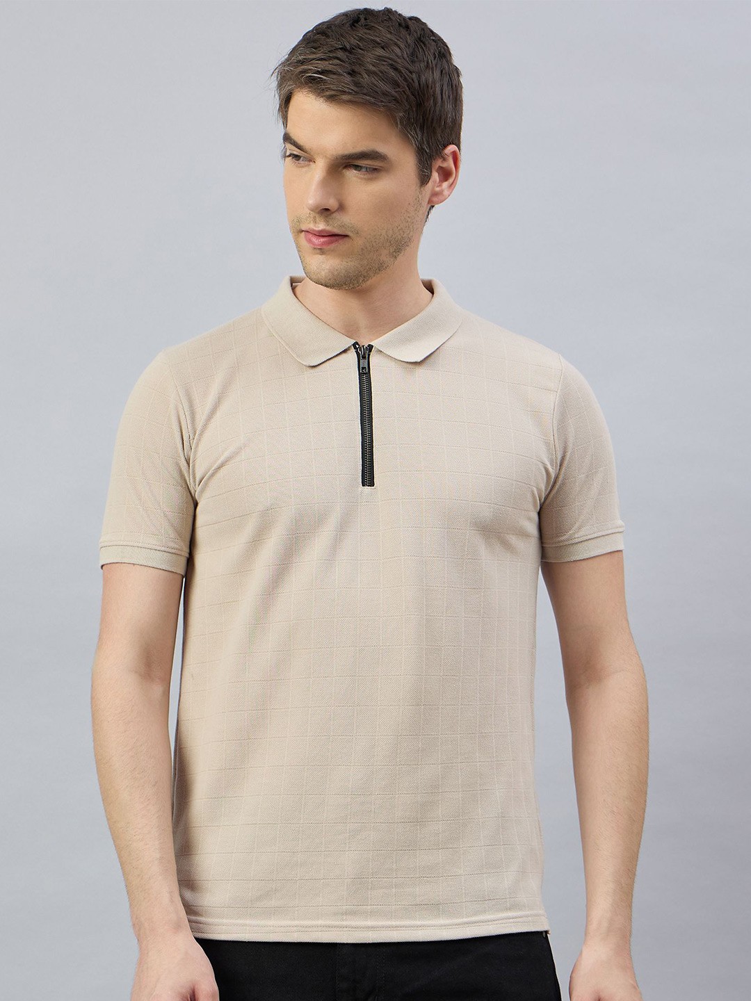 

REPRISE Men Solid Polo Collar T-shirt, Beige