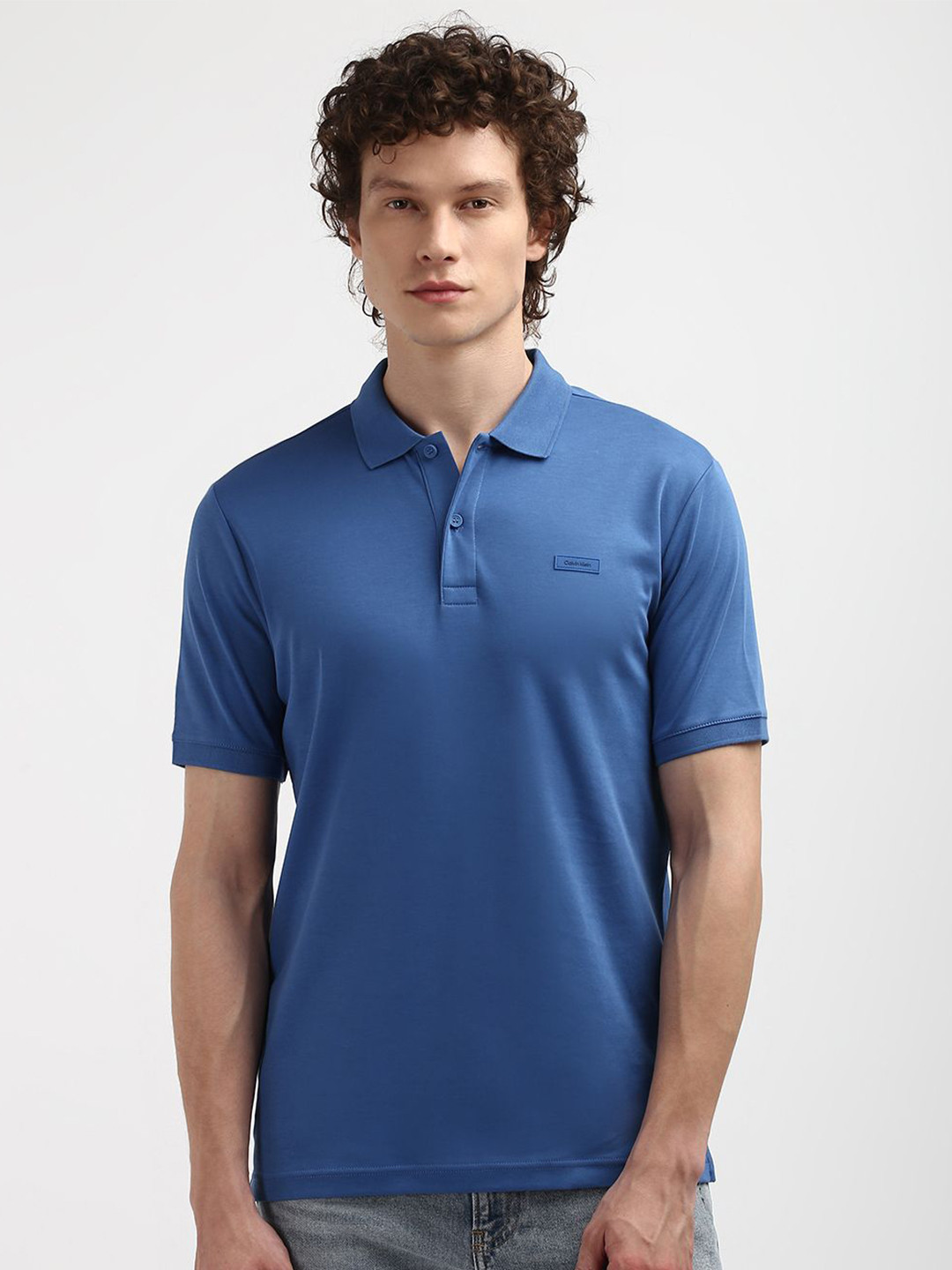 

Calvin Klein Men Polo Collar Organic Cotton Slim Fit T-shirt, Blue