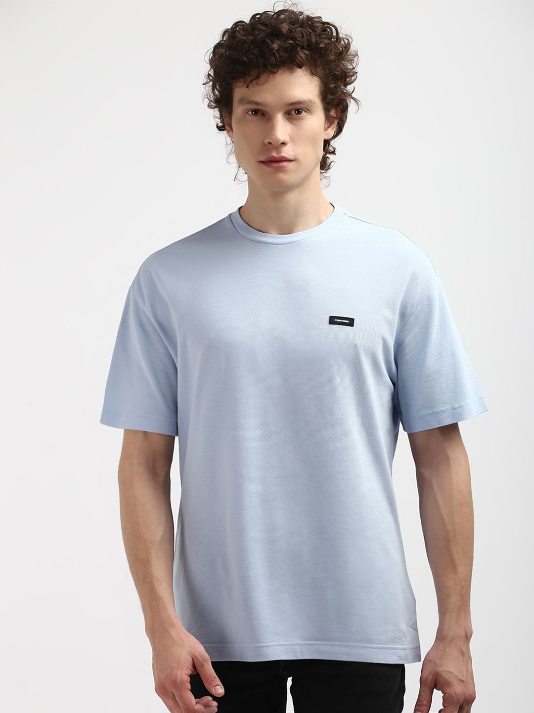 

Calvin Klein Men Solid Organic Cotton Round Neck T-shirt, Blue