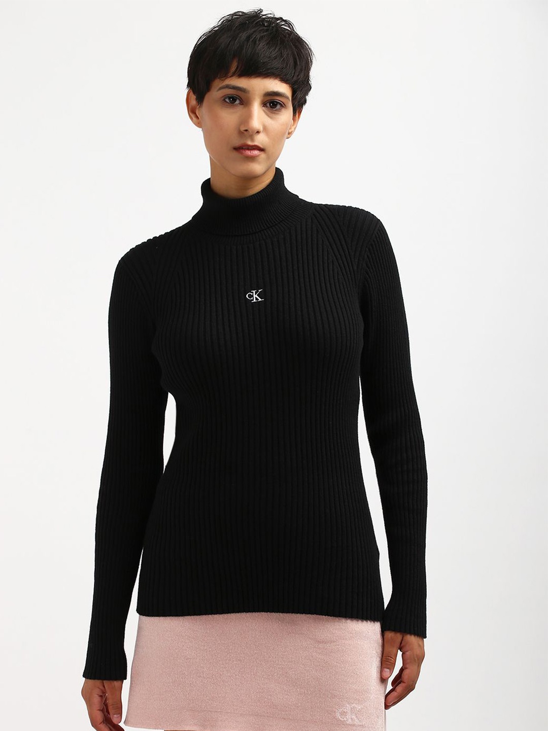 

Calvin Klein Women Striped Pullover, Black