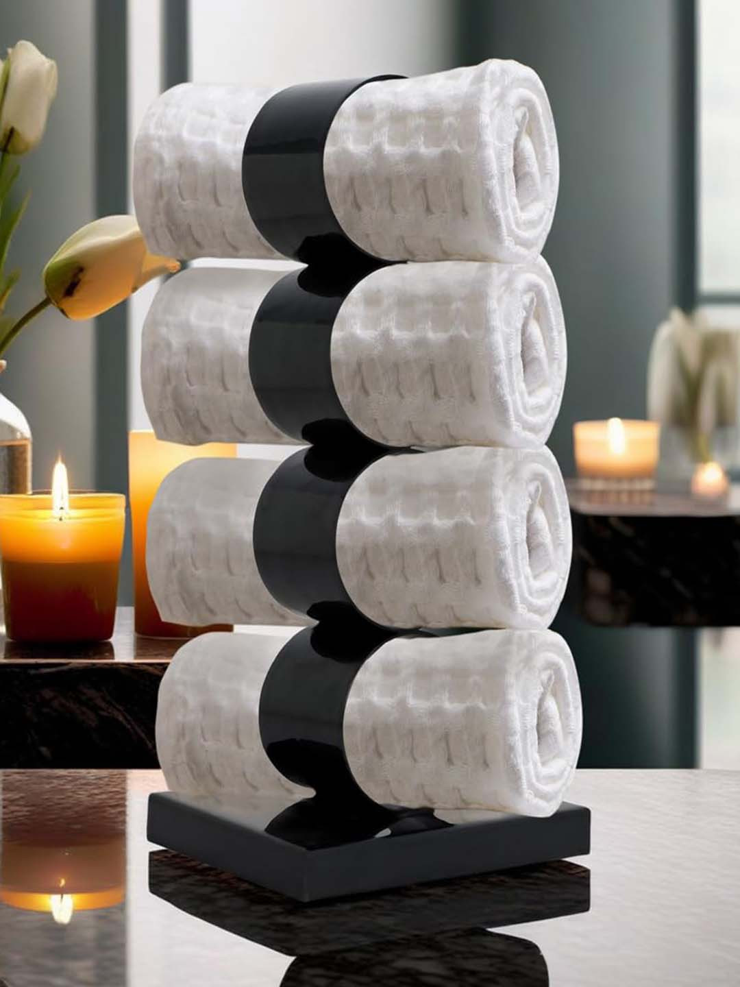

THE HOME CO. Black Metal Contemporary Glossy Towel Holder