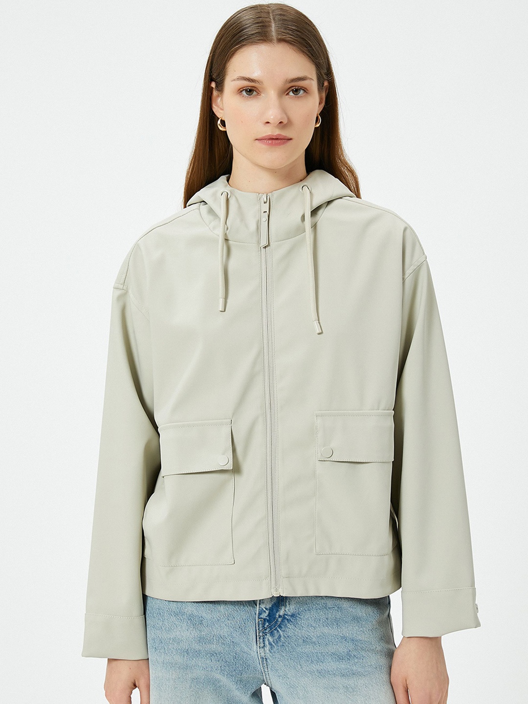 

Koton Women Solid Sporty Jacket, Grey