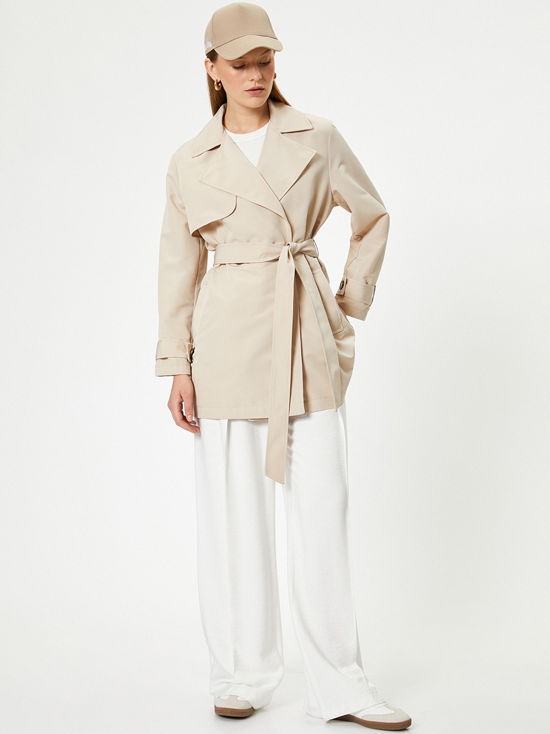 

Koton Women Solid Lapel Collar Longline Tailored Jacket, Grey