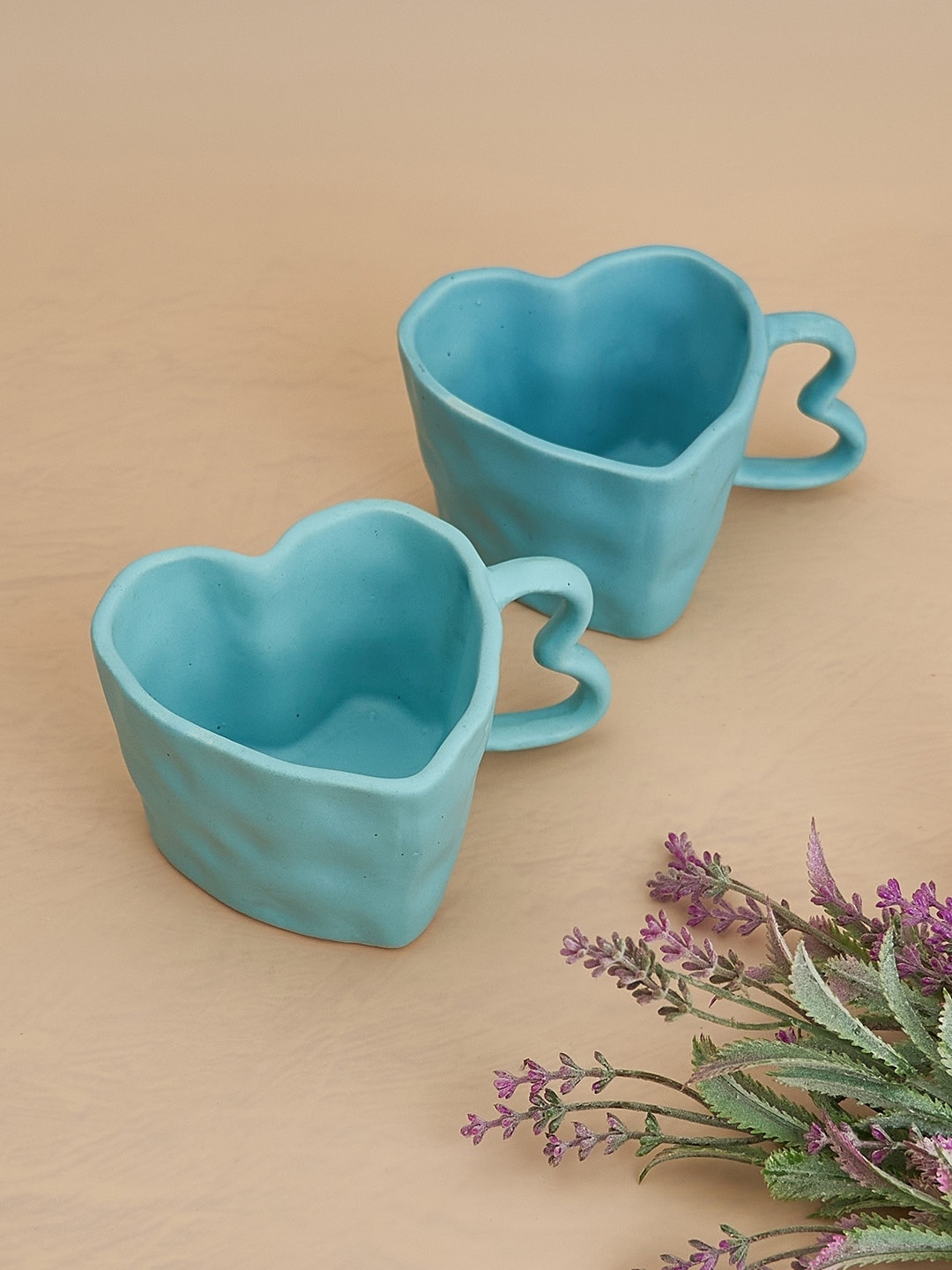 

NURTURE INDIA Blue 2 Pieces Ceramic Matte Mugs 300 ml