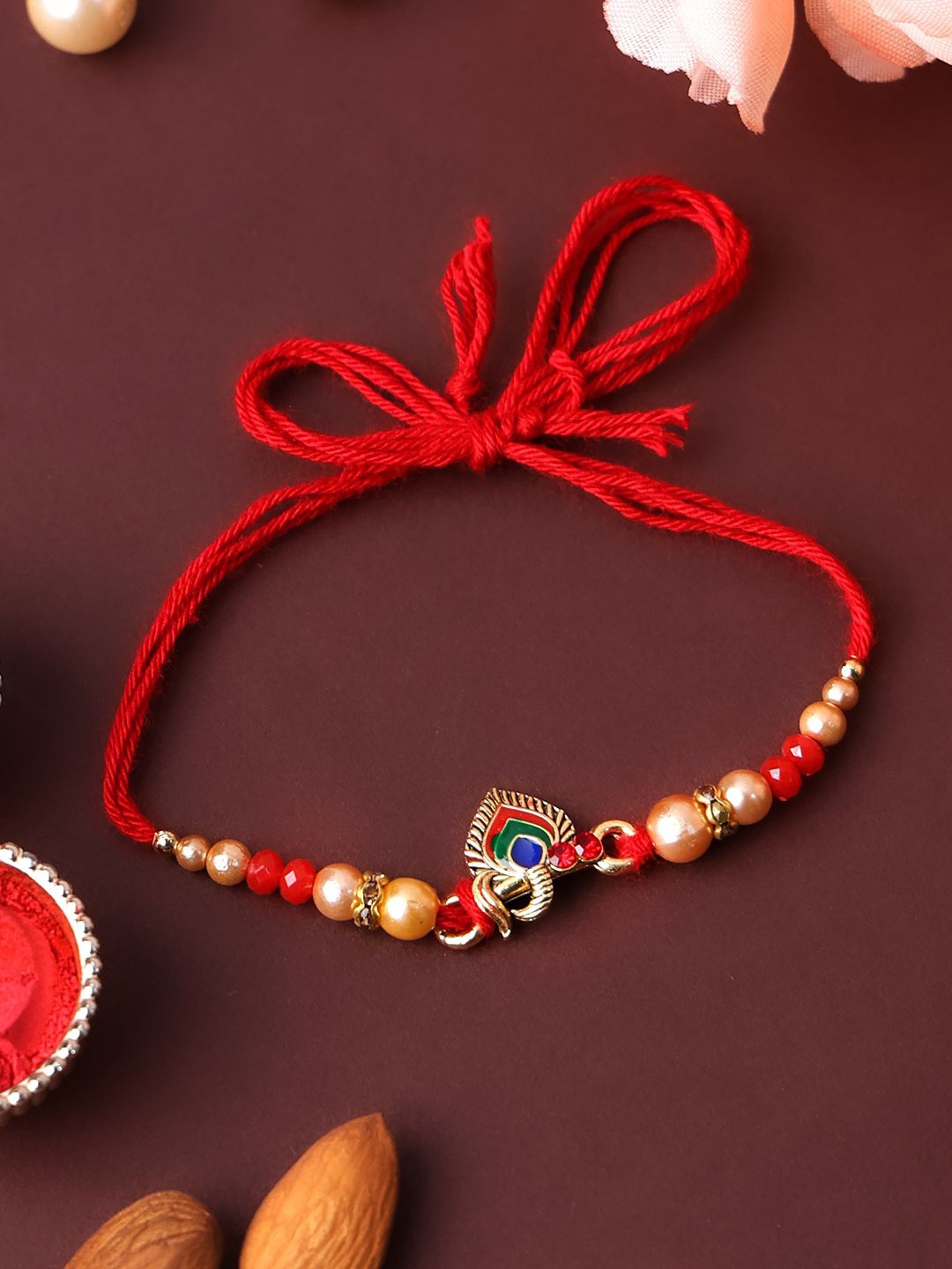 

PANASH Gold Plated Beaded Thread Rakhi