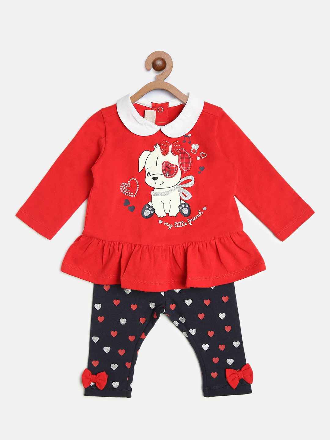 

Chicco Girls Printed Top with Leggings, Red