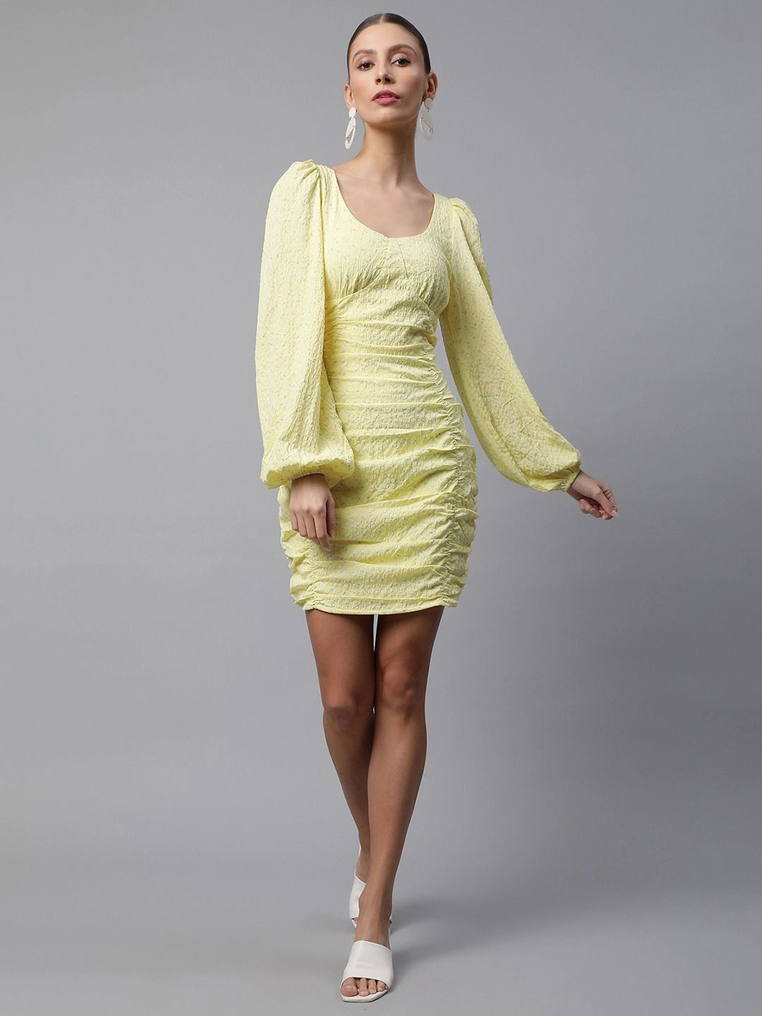 

Global Republic Puff Sleeve Sheath Dress, Yellow