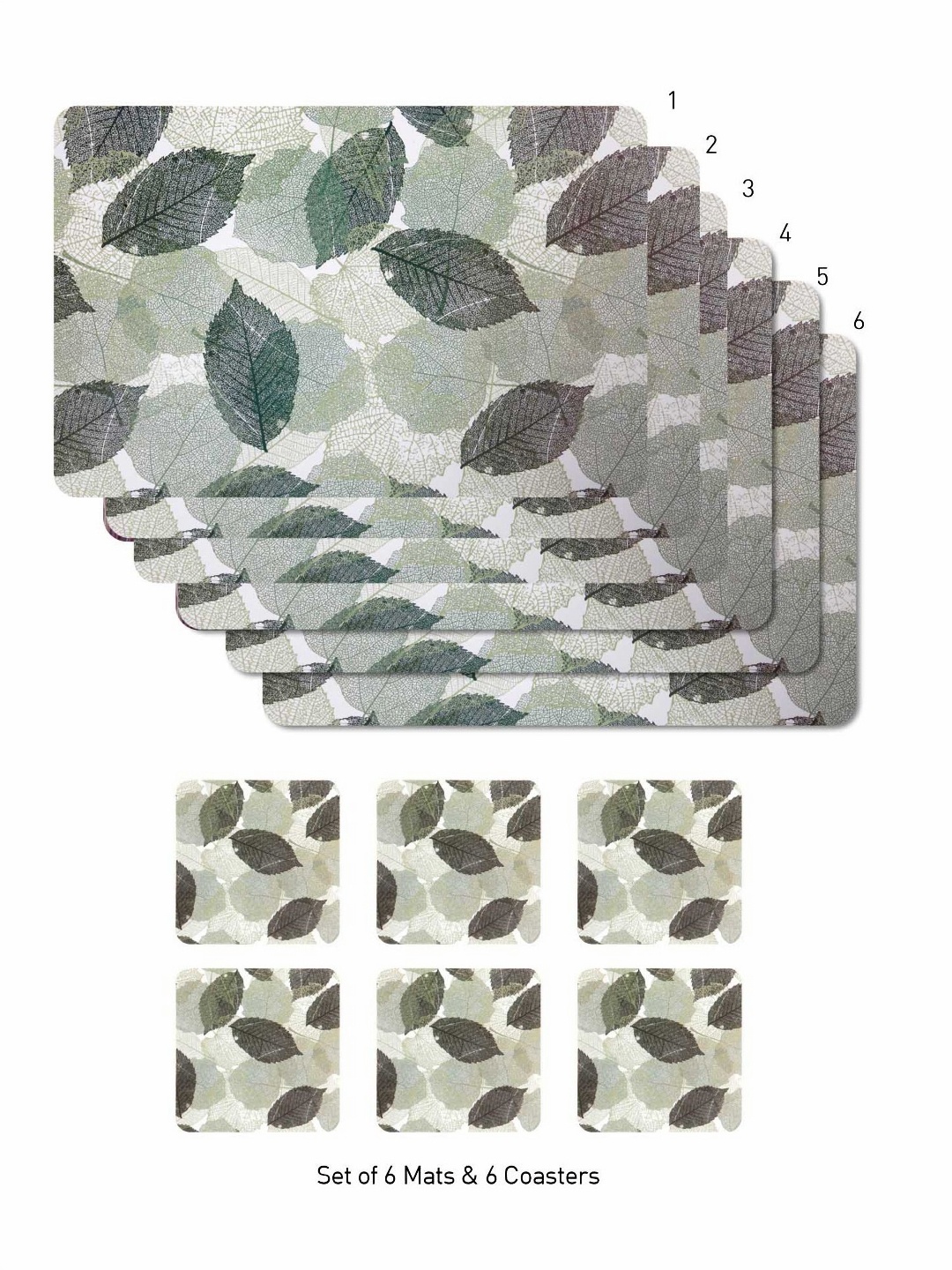 

OBSESSIONS Olive Green 6 Pieces Heat Resistant Table Placemats With Coasters