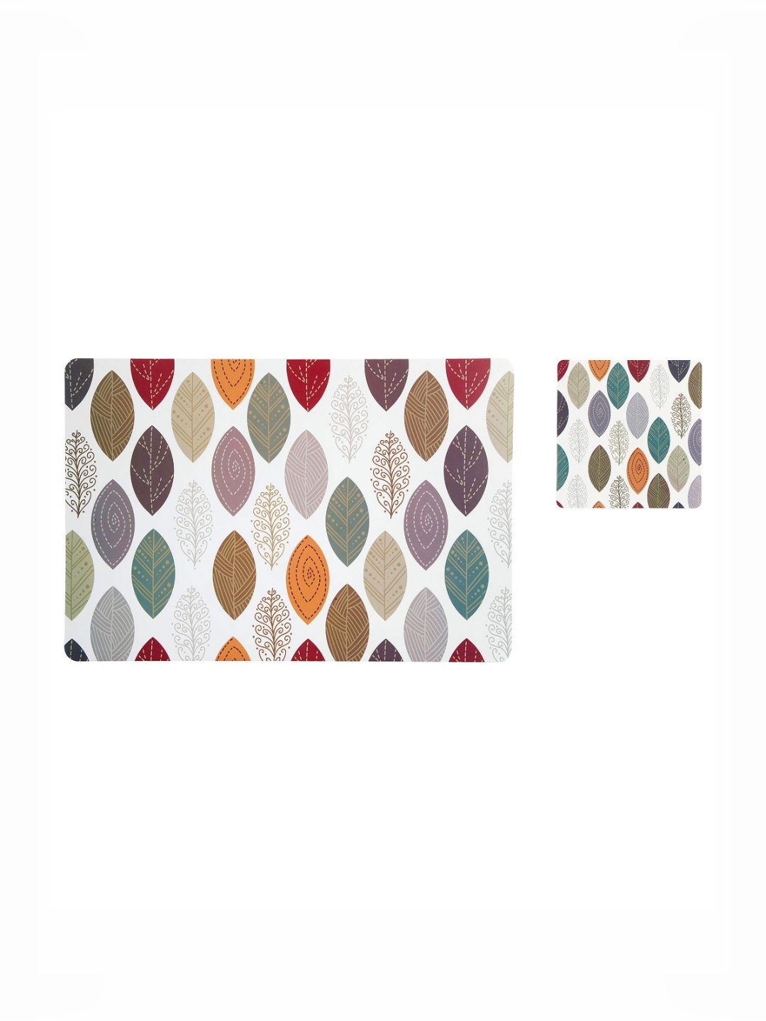 

OBSESSIONS White & Green 12 Pieces Printed Heat Resistant Table Placemats With Coasters