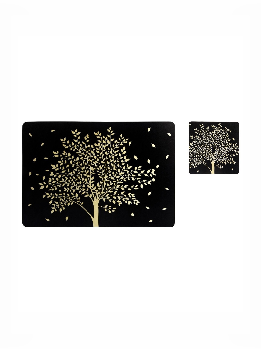 

OBSESSIONS Black & Beige 12 Pieces Floral Printed Table Placemats With Coasters