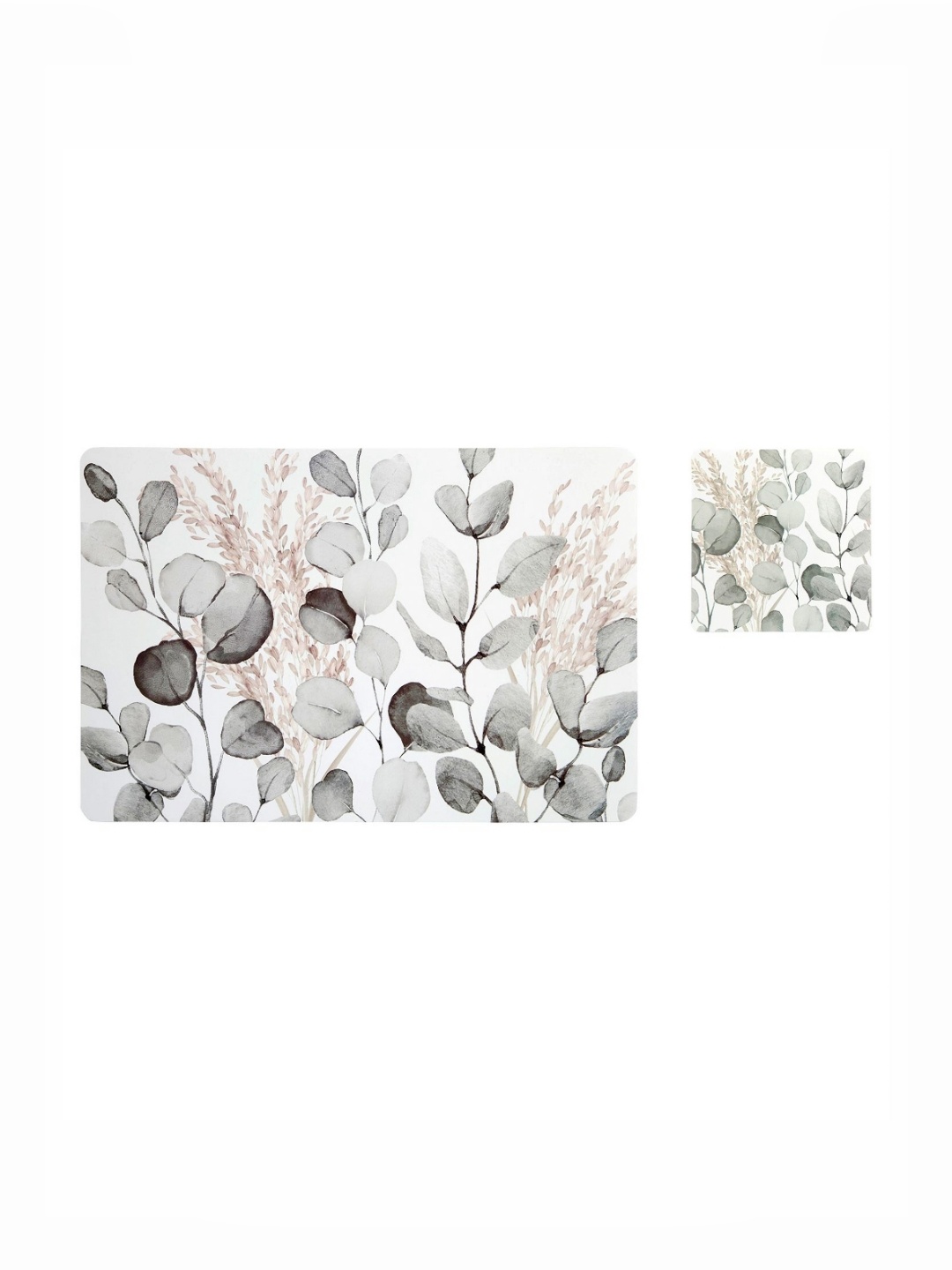 

OBSESSIONS Grey & White 12 Pieces Floral Printed Table Placemats With Coasters