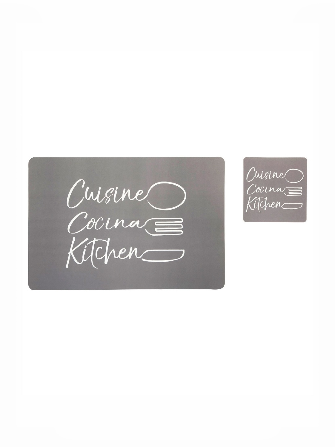 

OBSESSIONS Grey & White 12 Pieces Printed Rectangular Table Placemats with Coasters