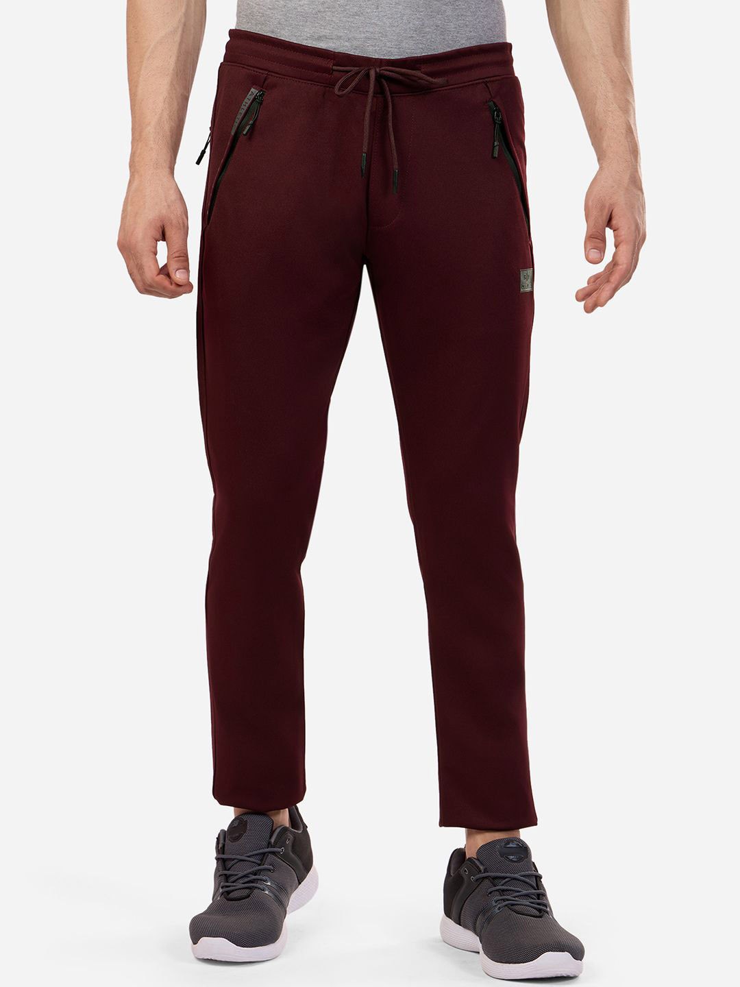 

beevee SS24 Men Mid-Rise Track Pants, Burgundy