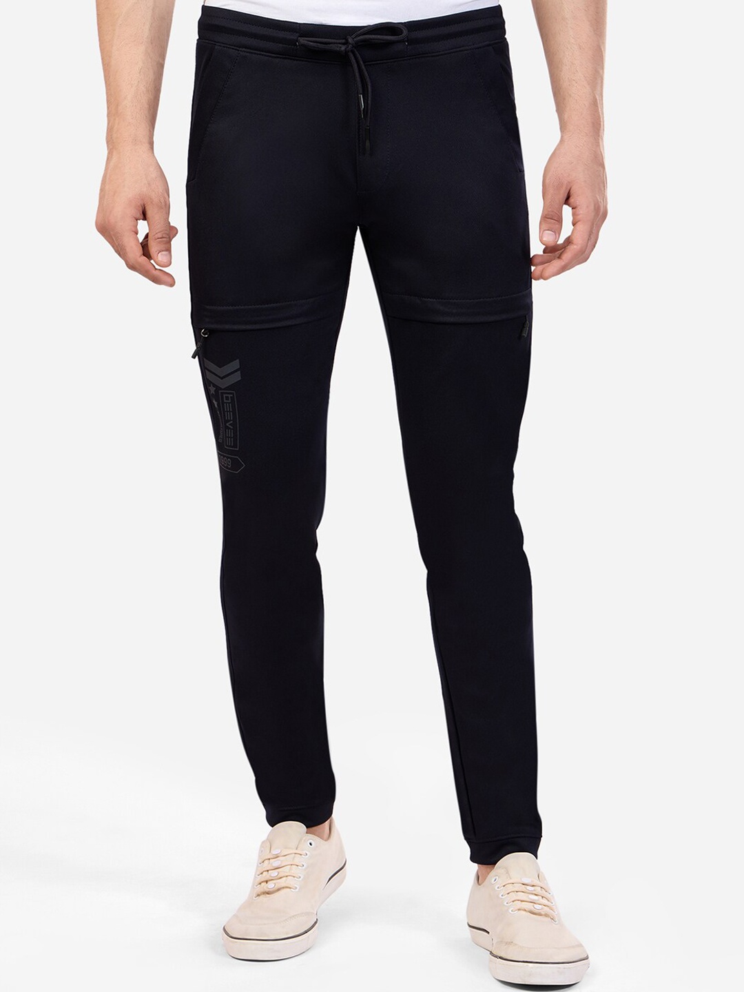 

beevee Men Mid-Rise Joggers, Navy blue