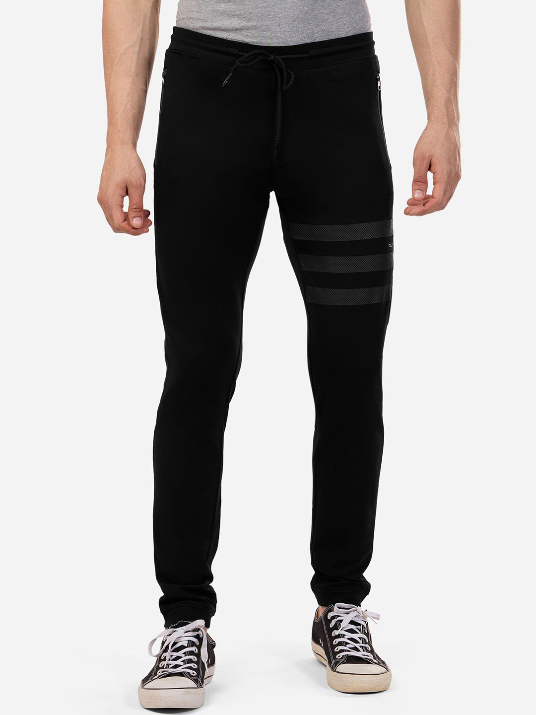 

beevee Men Slim Fit Mid Rise Track Pants, Black