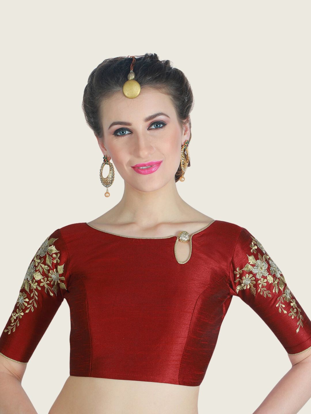 

Studio Shringaar Embroidered Saree Blouse, Maroon