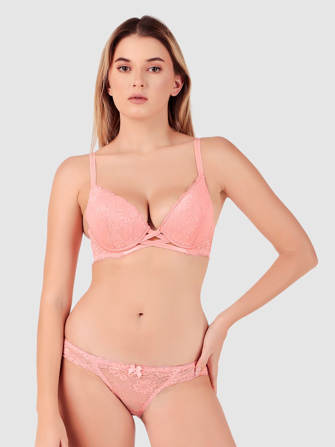 

Secret Lives Self-Designed Heavily Padded Lingerie Set, Pink