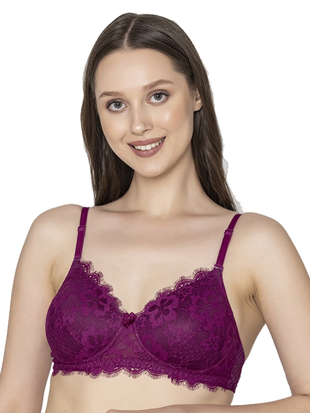 

B'ZAR Floral Full Coverage Lightly Padded All Day Comfort Bra, Purple