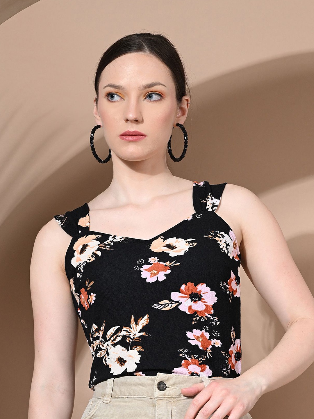 

IUGA Floral Print Sweetheart Neck Top, Multi