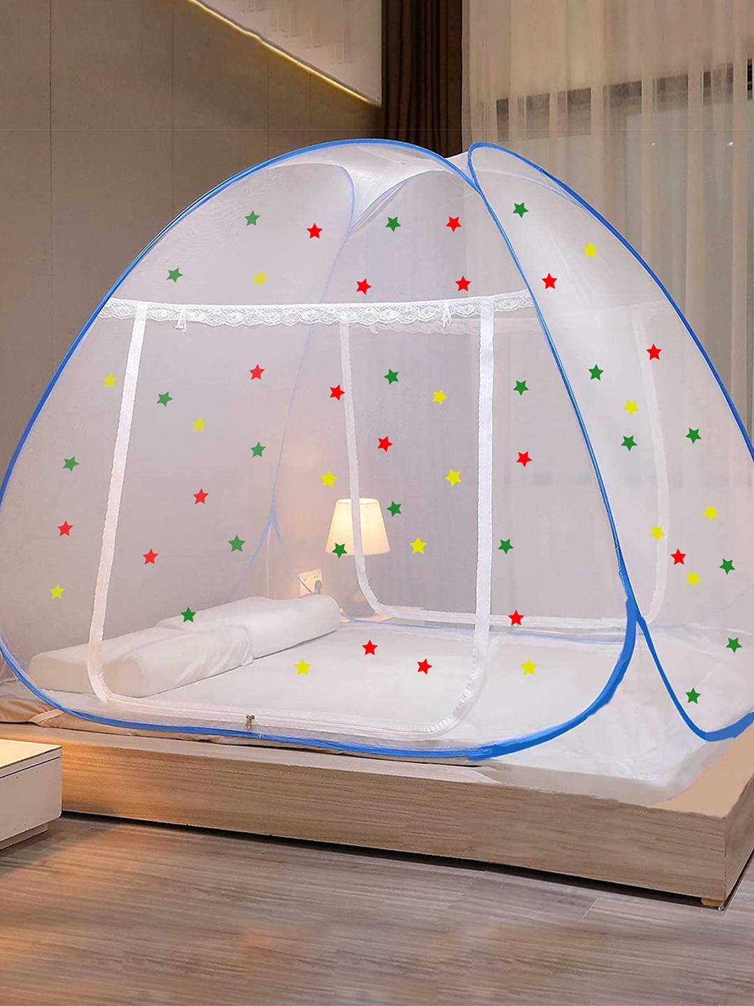 

Evafly Blue & White King Size Foldable Tent Mosquito Net
