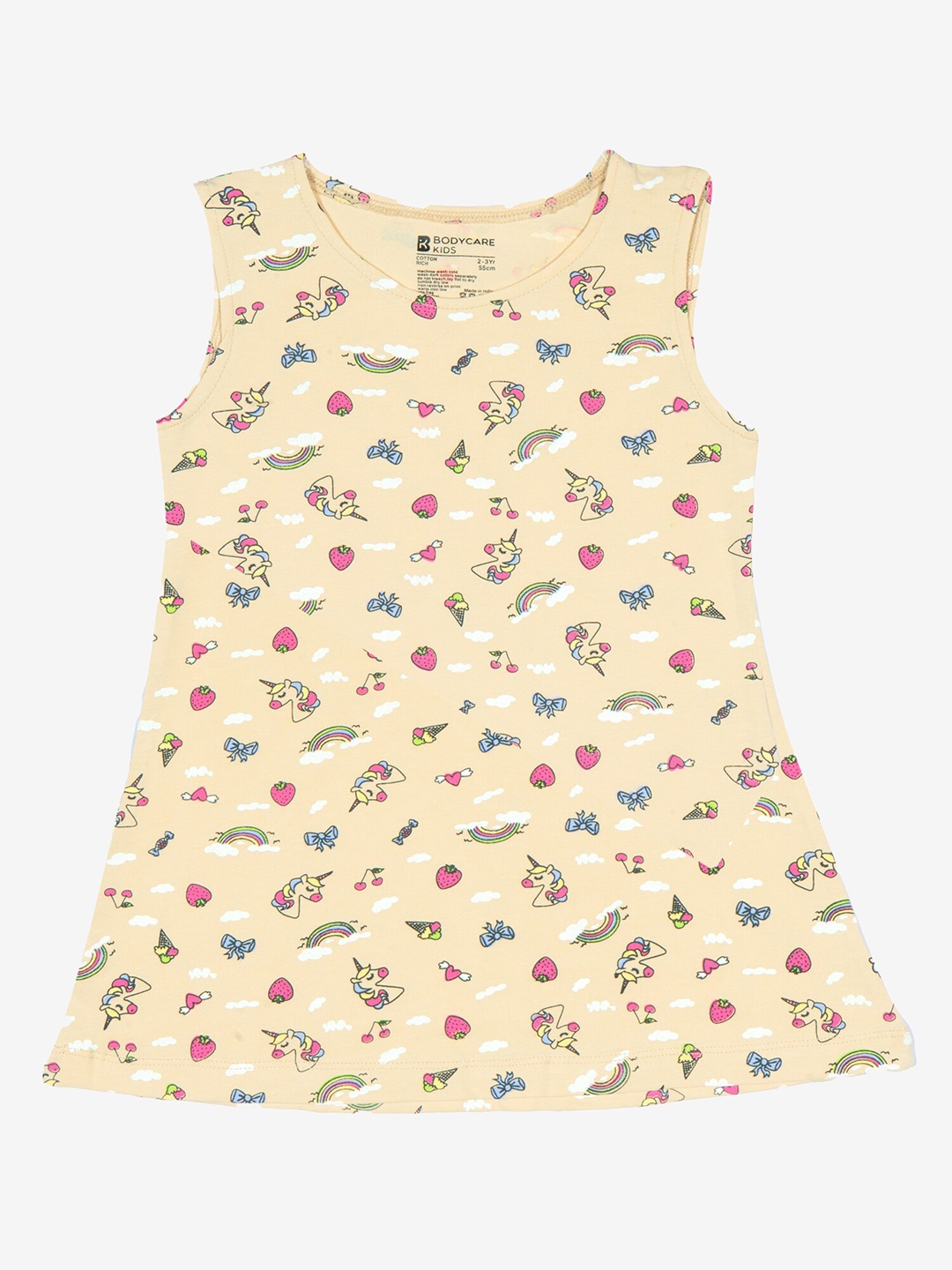 

Bodycare Girls Round Neck A-Line Dress, Beige