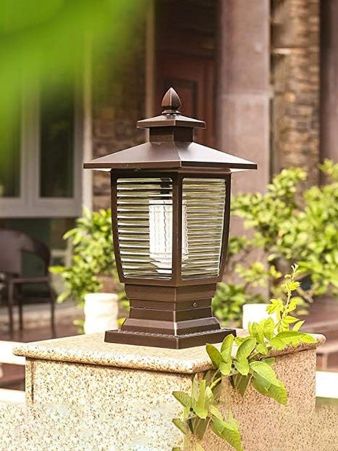 

THEDECORKART Brown Metal Rectangle Table Lamp
