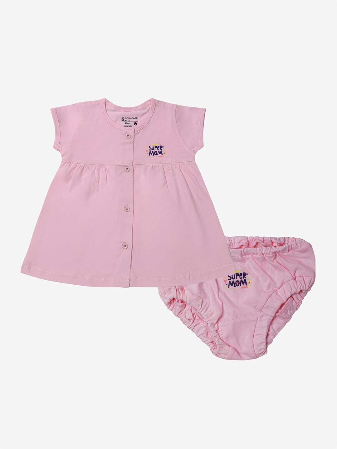 

Bodycare Kids Girls Printed Top With Short, Pink
