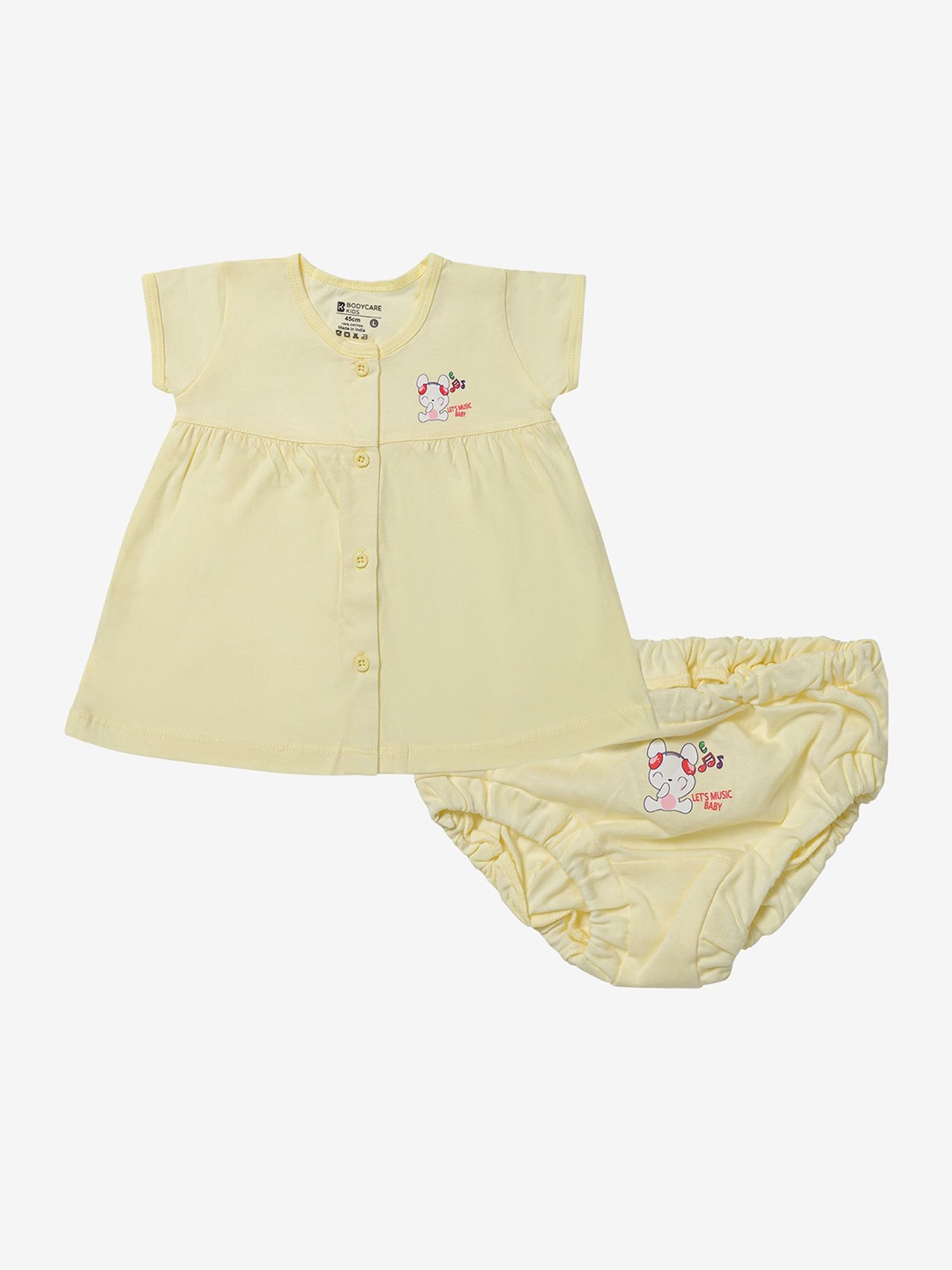 

Bodycare Kids Girls Printed Top with Shorts, Yellow