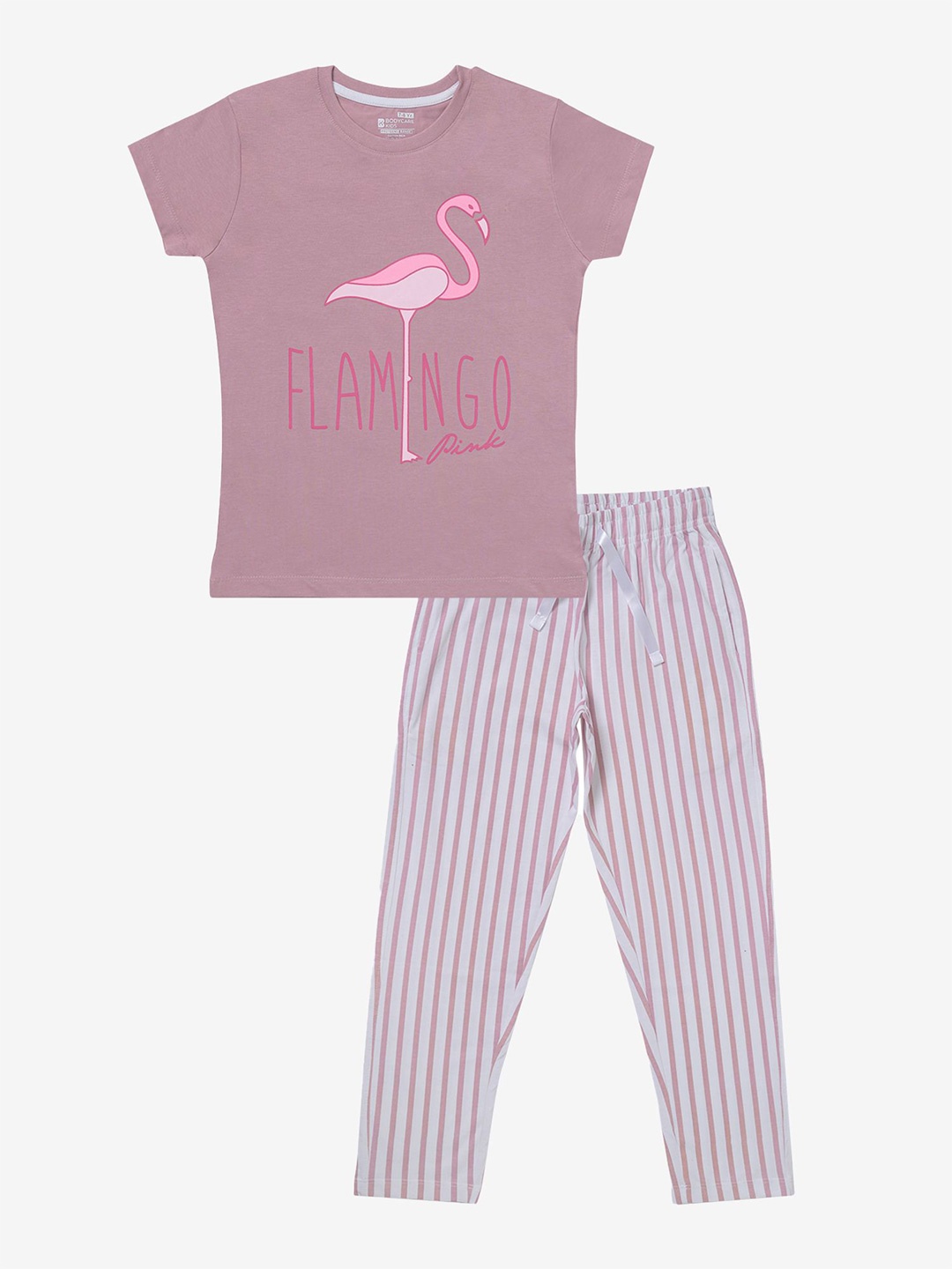

Bodycare Kids Girls Printed Round Neck T-shirt With Pyjama, Mauve