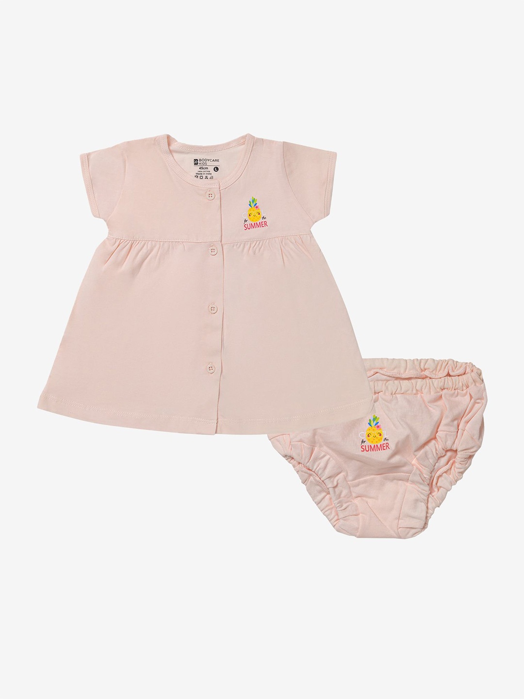 

Bodycare Kids Girls Printed Top with Shorts, Peach