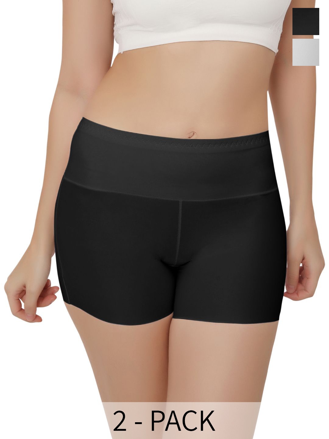 

Bella Voste Pack Of 2 Mid-Rise Leak-Proof Boy Shorts Briefs, Black
