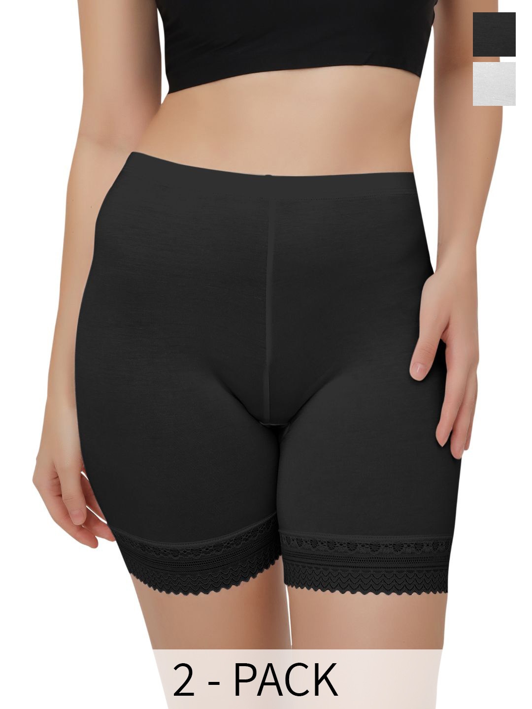 

Bella Voste Pack Of 2 High-Rise Leak-Proof Boy Shorts Briefs, Black