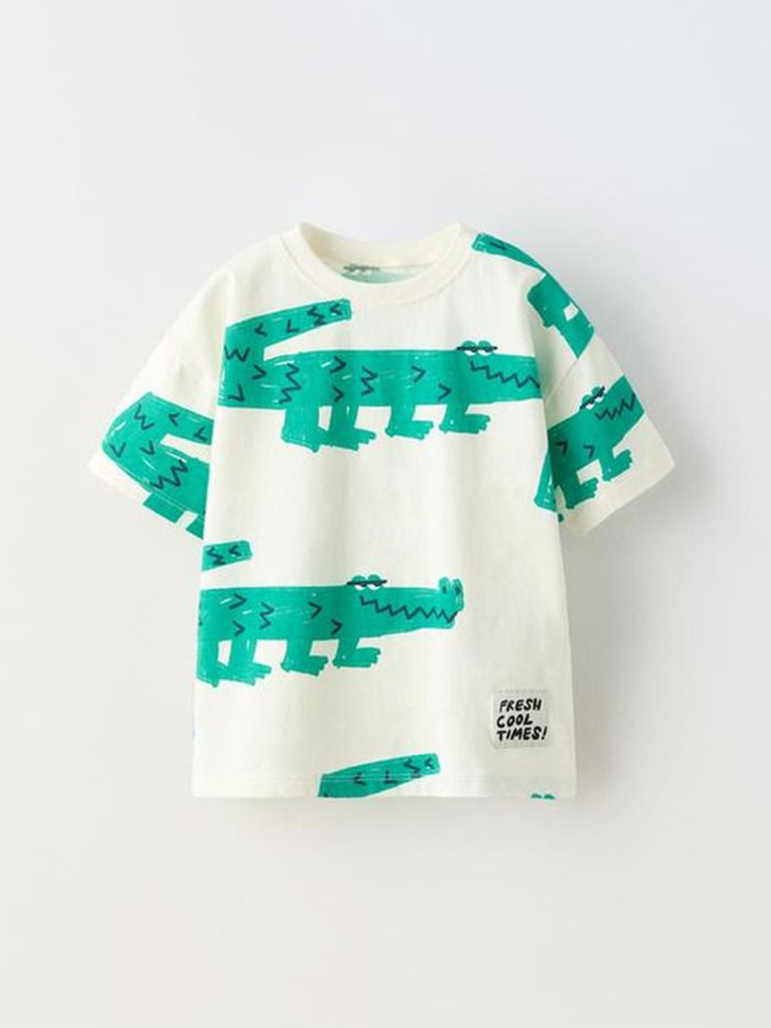 

Googo Gaaga Boys Round Neck Animal Graphic Printed T-shirt, Cream