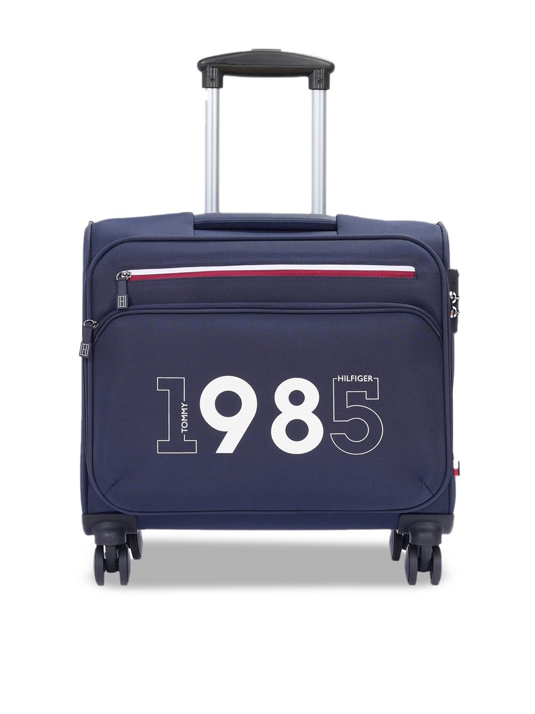 

Tommy Hilfiger Memphis Printed Soft Sided Overnighter Trolley Bag, Navy blue
