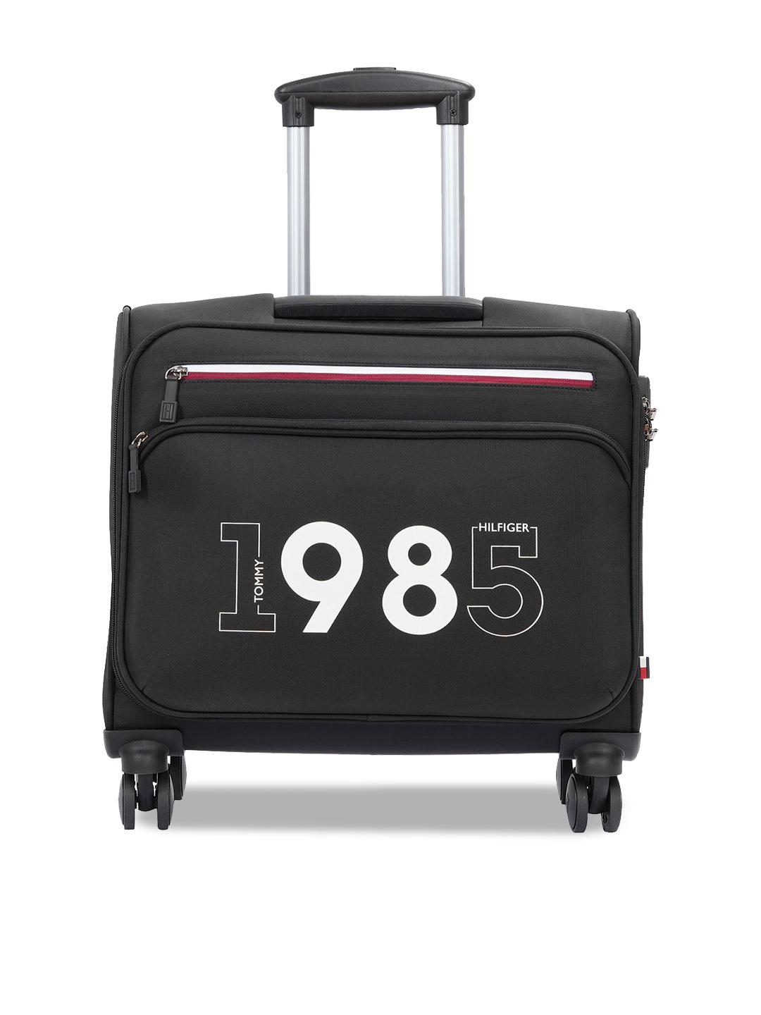 

Tommy Hilfiger Memphis Printed Soft-Sided Overnighter Trolley Bag, Black