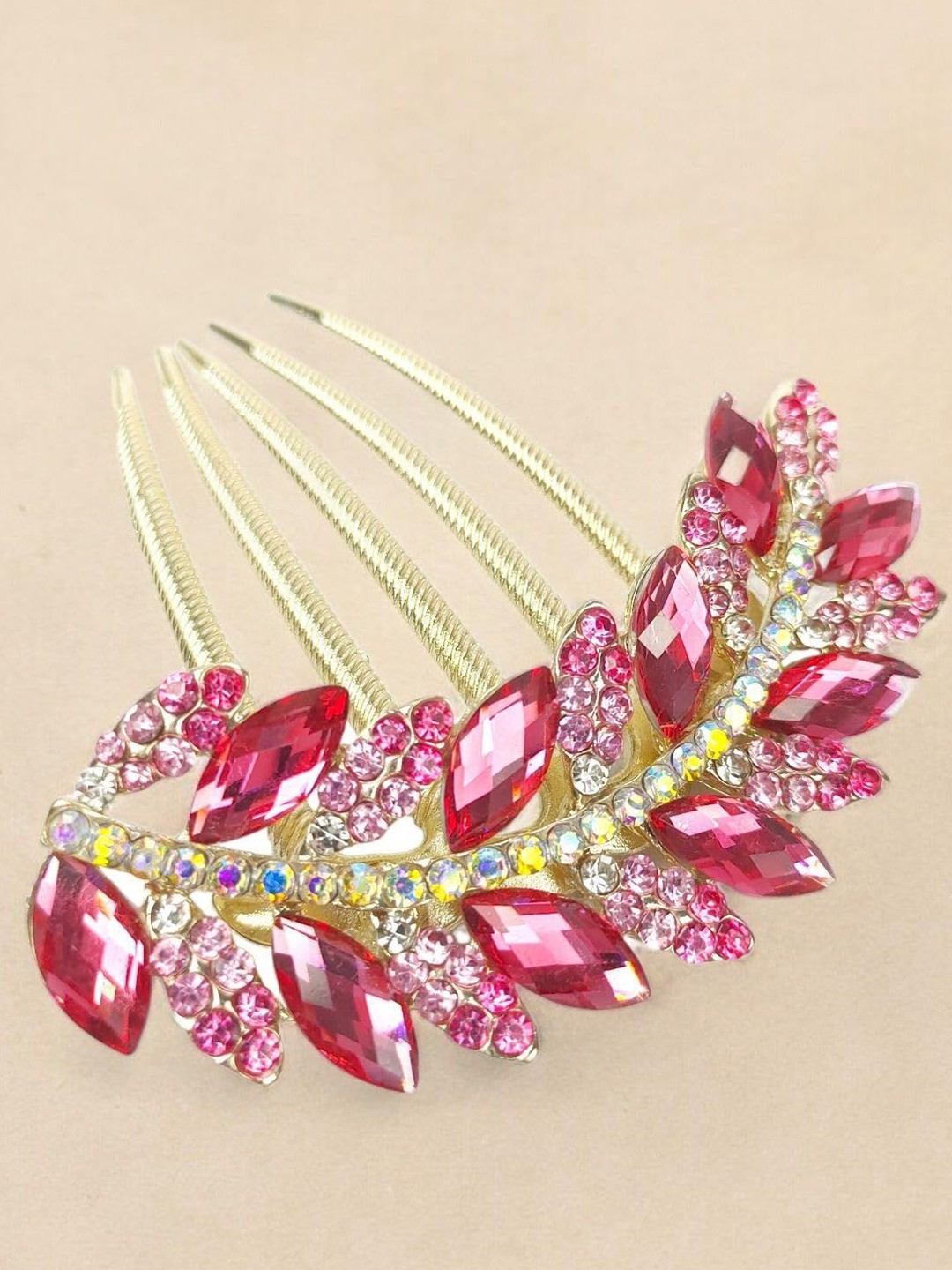 

ANNA CREATIONS Women Embellished Hair Metal Comb Pin, Gold