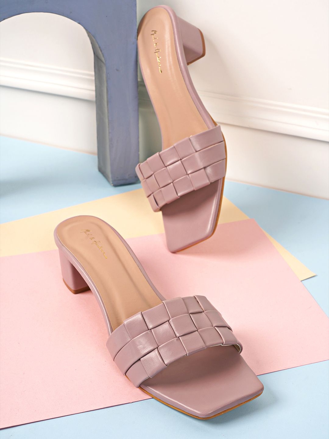 

Mast & Harbour Purple Textured Open Toe Block Heels